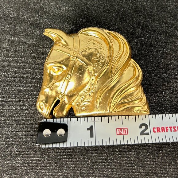 Doreen Ryan Unsigned Vintage Brooch Gold Tone Horse with Flowing Mane Large 90’s - Picture 7 of 8